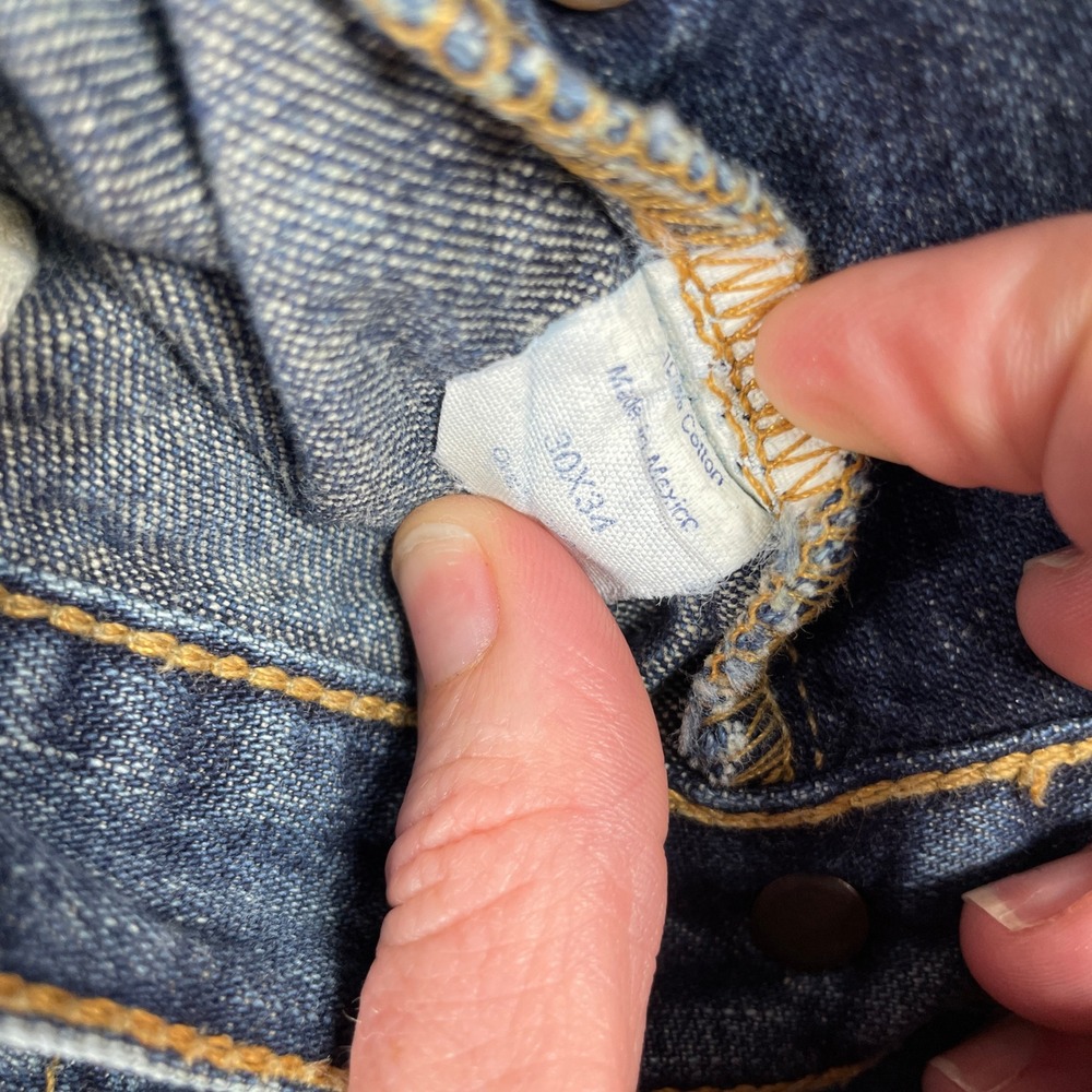 Vintage Abercrombie & Fitch Bootcut Jeans Mens 30x34 Blue Preppy Button Fly 90s - Picture 13 of 15